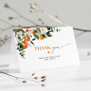 Carte De Remerciements Thème orange moderne de citron pour une baby showe