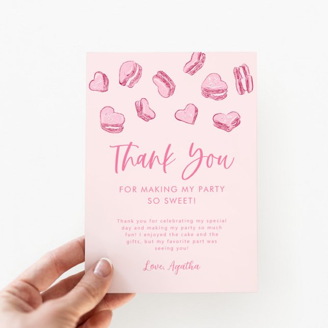 Carte De Remerciements Thème Valentine Coeurs roses Anniversaire (Créateur téléchargé)
