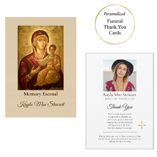 Carte De Remerciements Theotokos Christ Enfant Mémorial chrétien orthodox