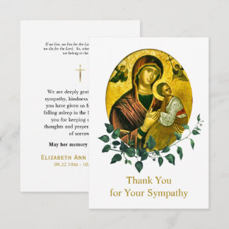 Carte De Remerciements Theotokos Enfant Jésus Verdure Funérailles Orthodo