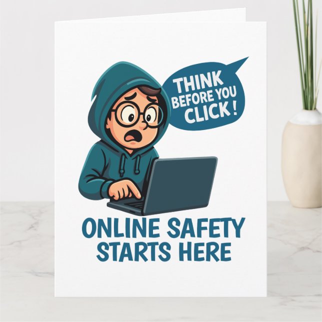 Carte De Remerciements Think Before You Click - Online Safety Awareness (Devant)