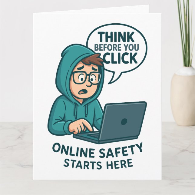 Carte De Remerciements Think Before You Click - Online Safety Awareness (Devant)