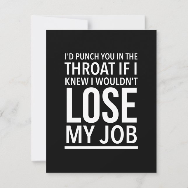 Carte De Remerciements Throat punch drôle employé cite blanc (Devant)
