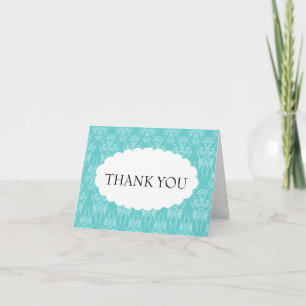 Carte De Remerciements Tiffany Teal Damask
