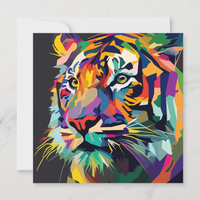 Carte De Remerciements Tiger visage pop art (Devant)