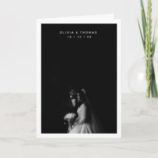 Carte De Remerciements Timeless Black Monochrome Photo Wedding Folded