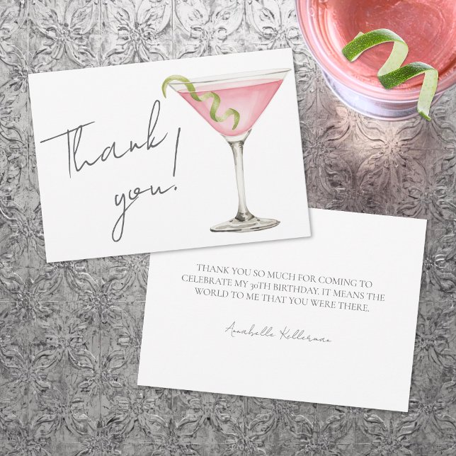 Carte De Remerciements Tini Bit Older Martini (Tini Bit Older Martini Thank You Card)