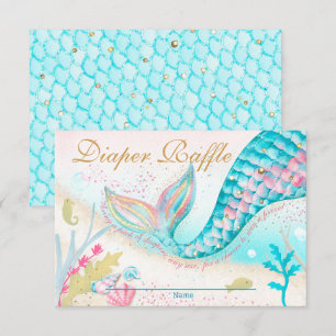 Carte De Remerciements Tirage au sort de couches pour Baby Shower Sirène