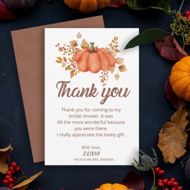 Carte De Remerciements Tombez amoureux de la citrouille Automne Shower de (Créateur téléchargé)