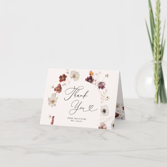 Carte De Remerciements Tombez amoureux de l'arche florale bohème de maria (Devant)