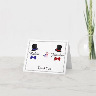 Carte De Remerciements Top Chapeaux Bow Cravates Gay Red Blue Mariage Mer