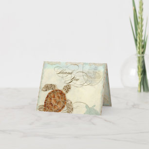 Carte De Remerciements Tortue de mer Moderne Littoral Ocean Beach Swirls 