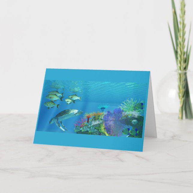 Carte De Remerciements Tortue de mer verte (Devant)