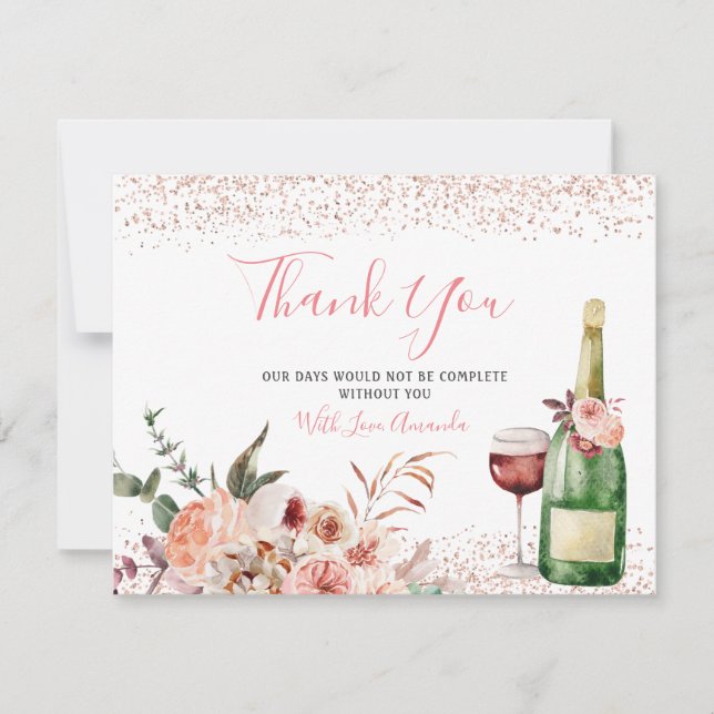 Carte De Remerciements Tostes à l'amour Fête de mariage rose poudré (Devant)