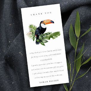 Carte De Remerciements Toucan de la Forêt Tropicale Humide Faune Annivers