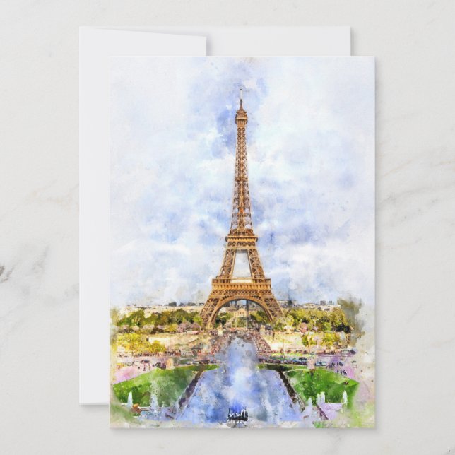 Carte De Remerciements Tour Eiffel à Paris au coucher du soleil nr2 (Devant)