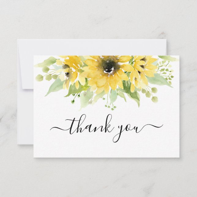 Carte de remerciements tournesol (Devant)