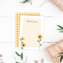 Carte de remerciements tournesol
