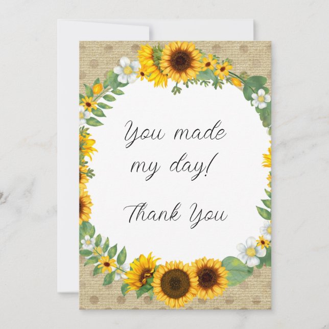 Carte de remerciements tournesol (Devant)