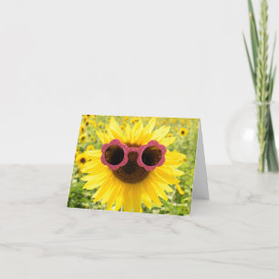 Carte De Remerciements Tournesol avec lunettes de soleil