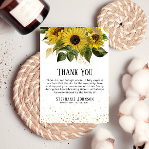 Carte De Remerciements Tournesol & Coeur d'or Symapthy