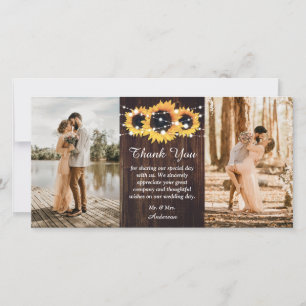 Carte De Remerciements Tournesol en bois rustique 2 photo