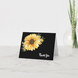 Carte De Remerciements Tournesol en noir