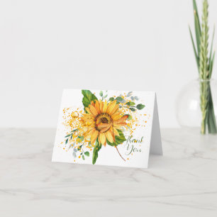 Carte De Remerciements Tournesol et libellule éclaboussure automne