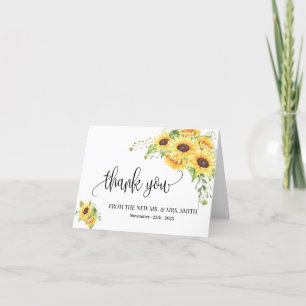 Carte de remerciements tournesol mariage plié