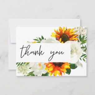 Carte De Remerciements Tournesol & Rose blanche Artsty Floral