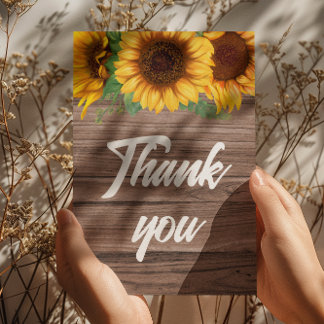 Carte De Remerciements Tournesol Rustique Automne | BABY SHOWER