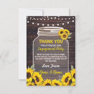 Carte De Remerciements Tournesols de pot de mariage de fiançailles de