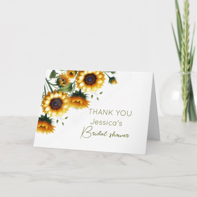 Carte De Remerciements Tournesols Fleurs Boho Fête des mariées de grange  (Devant)
