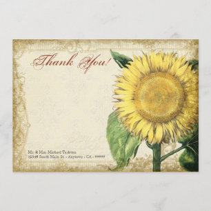 Carte De Remerciements Tournesols floraux vintages - mariage de automne