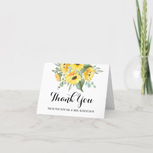 Carte de remerciements Tournesols Mariage nuptiale