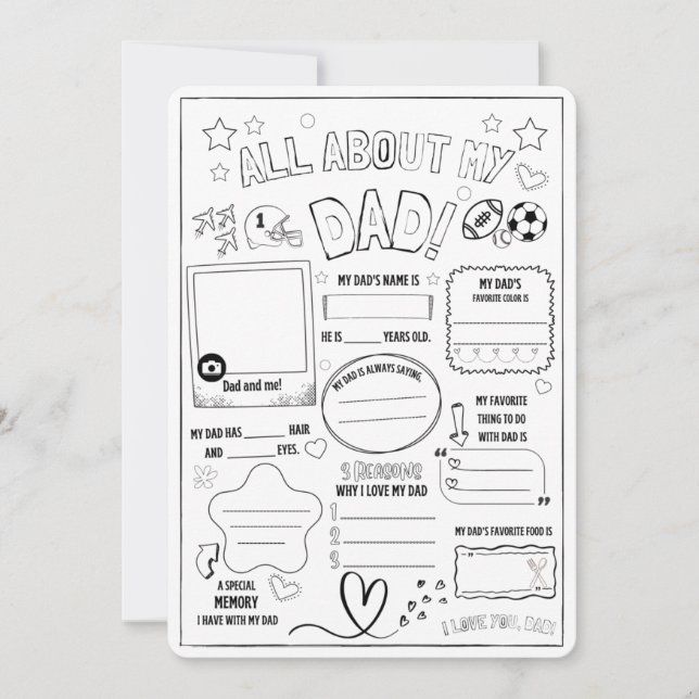 Carte De Remerciements Tout sur mon père, Cadeau pour enfants pour pères (Devant)