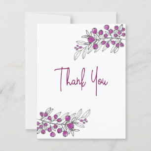 Carte De Remerciements Toutes les occasions Gratitude Purple Berries Feui