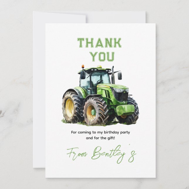 Carte De Remerciements Tracteur 1er anniversaire Fun Farm (Devant)