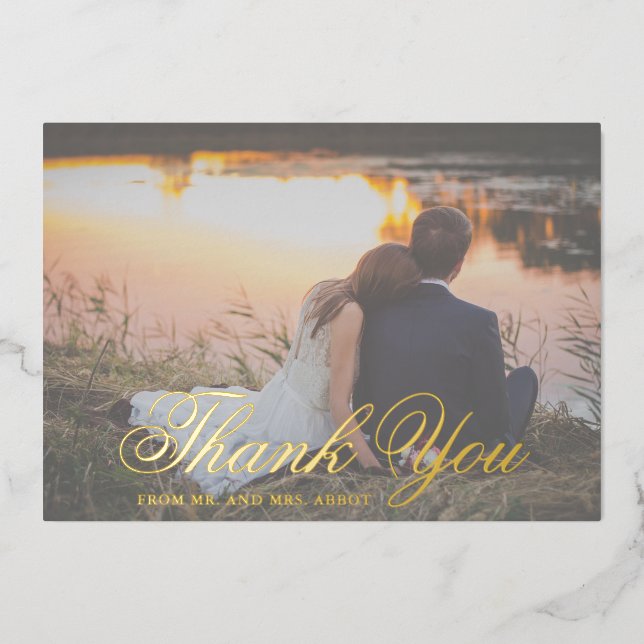 Carte de remerciements traditionnel Mariage photo (Recto)