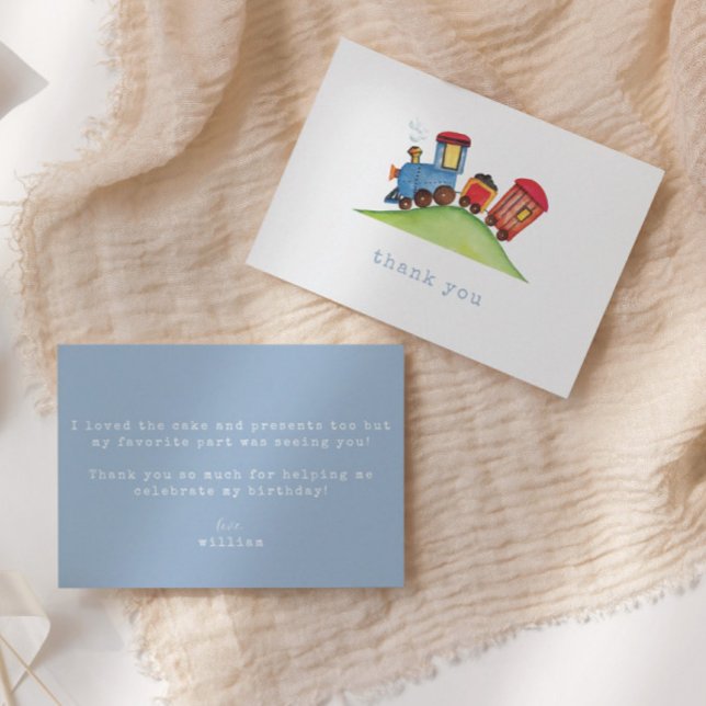 Carte De Remerciements Train Choo Choo Anniversaire Aquarelle (Créateur téléchargé)