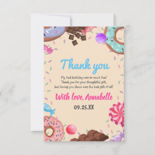 Carte De Remerciements Traiter Enfant Chocolat Sucette Sucré Deuxième Ann