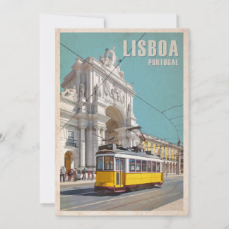 Carte De Remerciements Tramway Jaune, Arc De Rue Augusta. Lisbonne, Portu