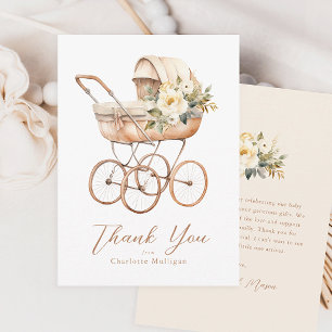 Carte De Remerciements Transport vintage de bébés Baby shower neutre selo