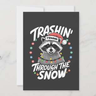 Carte De Remerciements Trashing Through the Snow Funny Raccoon Christmas