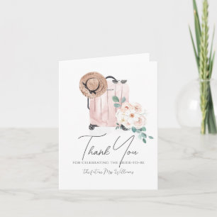 Carte De Remerciements Travel Miss à Mme Pink Fête des mariées de valise