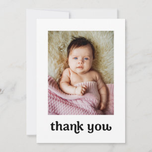 Carte De Remerciements Trendy Gold cross Modern Baby Girl Photos Baptême