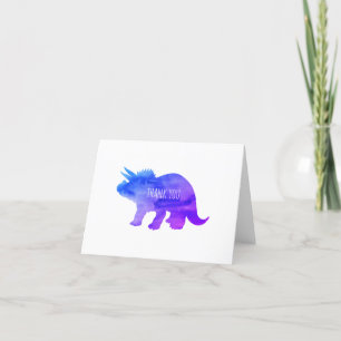 Carte De Remerciements Tricératops de Dinosaure Violet