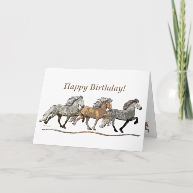 Carte De Remerciements Trio à Tolt- Chevaux islandais (Devant)