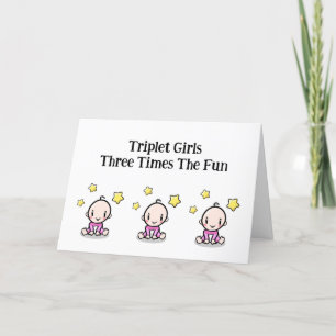 Carte De Remerciements Triplets Félicitations Card, 3 filles triplées,