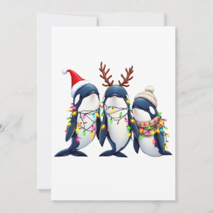 Carte De Remerciements Trois baleines portent le chapeau de Noël